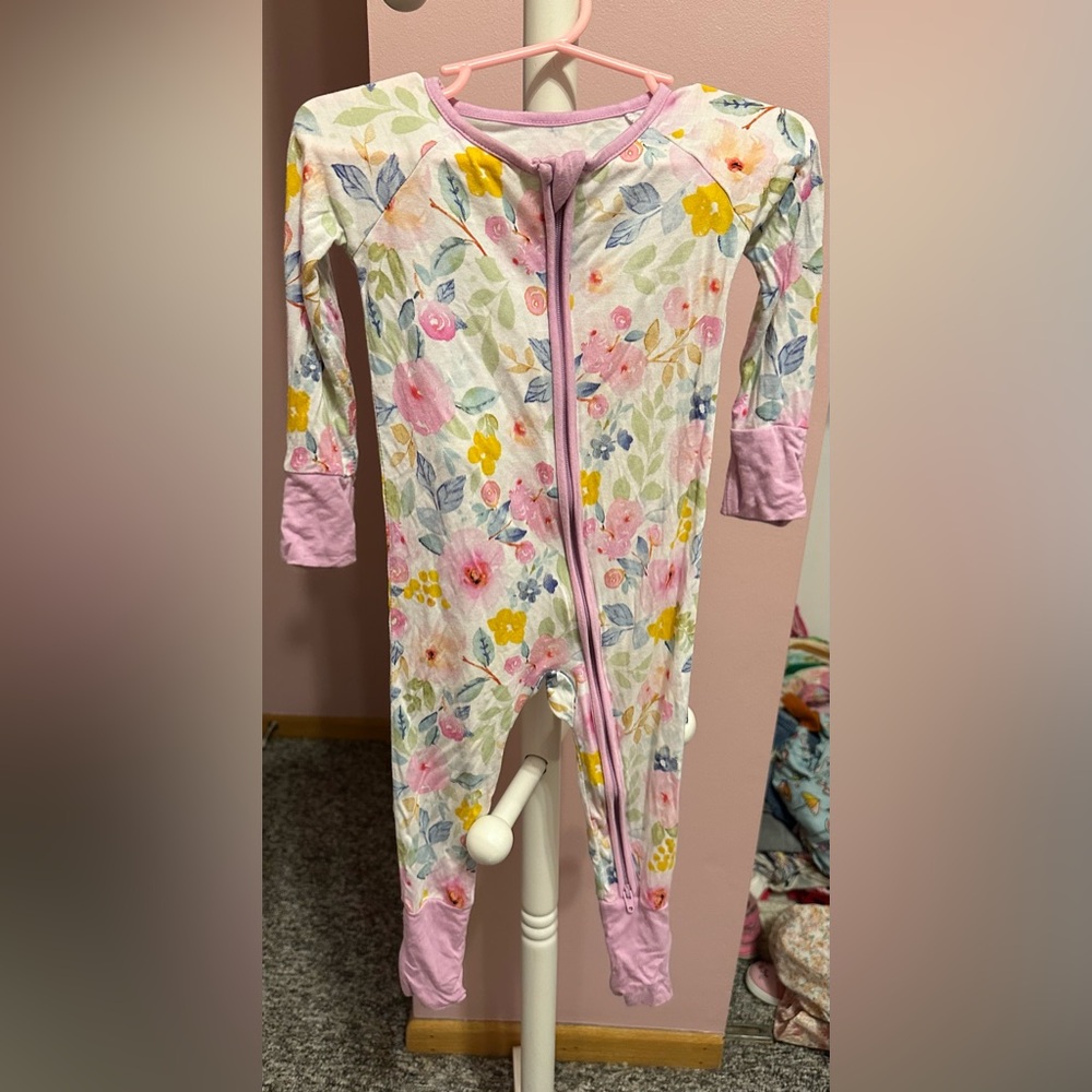 Little Sleepies Floral Kids Pajama Set - Pink and Yellow